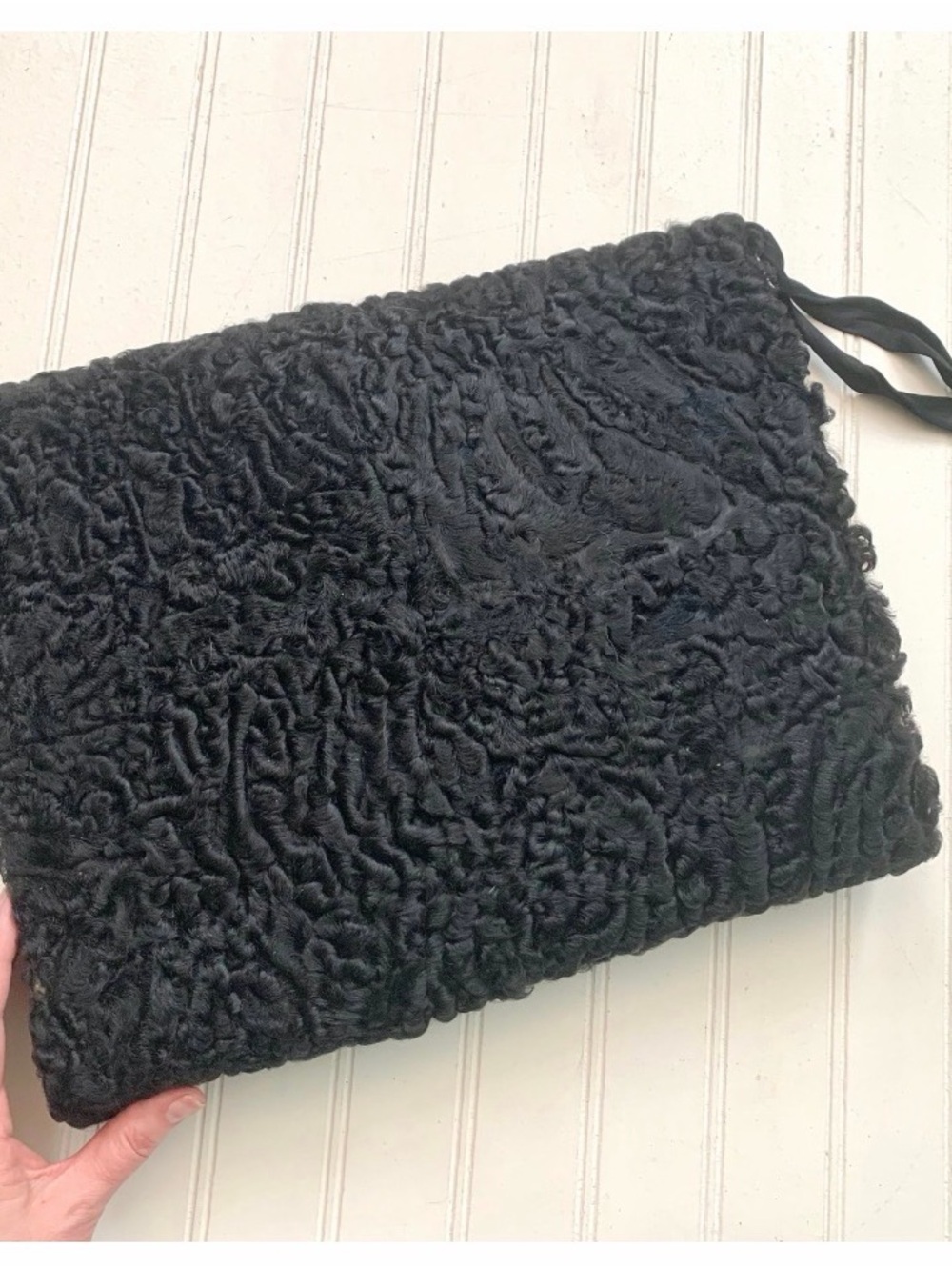 Vintage 1940s Black Muff Hand Warmer
